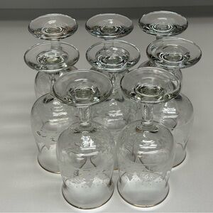 Lot of 8 Vintage Libbey Arby's Winter White Frosted Pine Stem Goblets